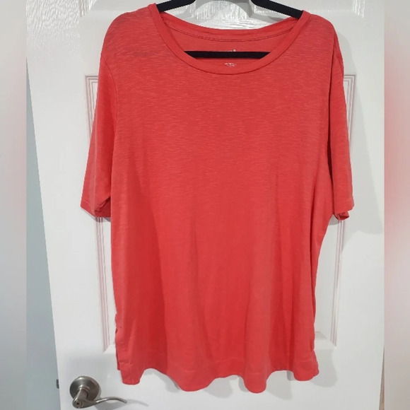 J. Jill Red Coral Pima Shirttail Tunic Short Sleeve Top in Size 2X - Picture 1 of 11